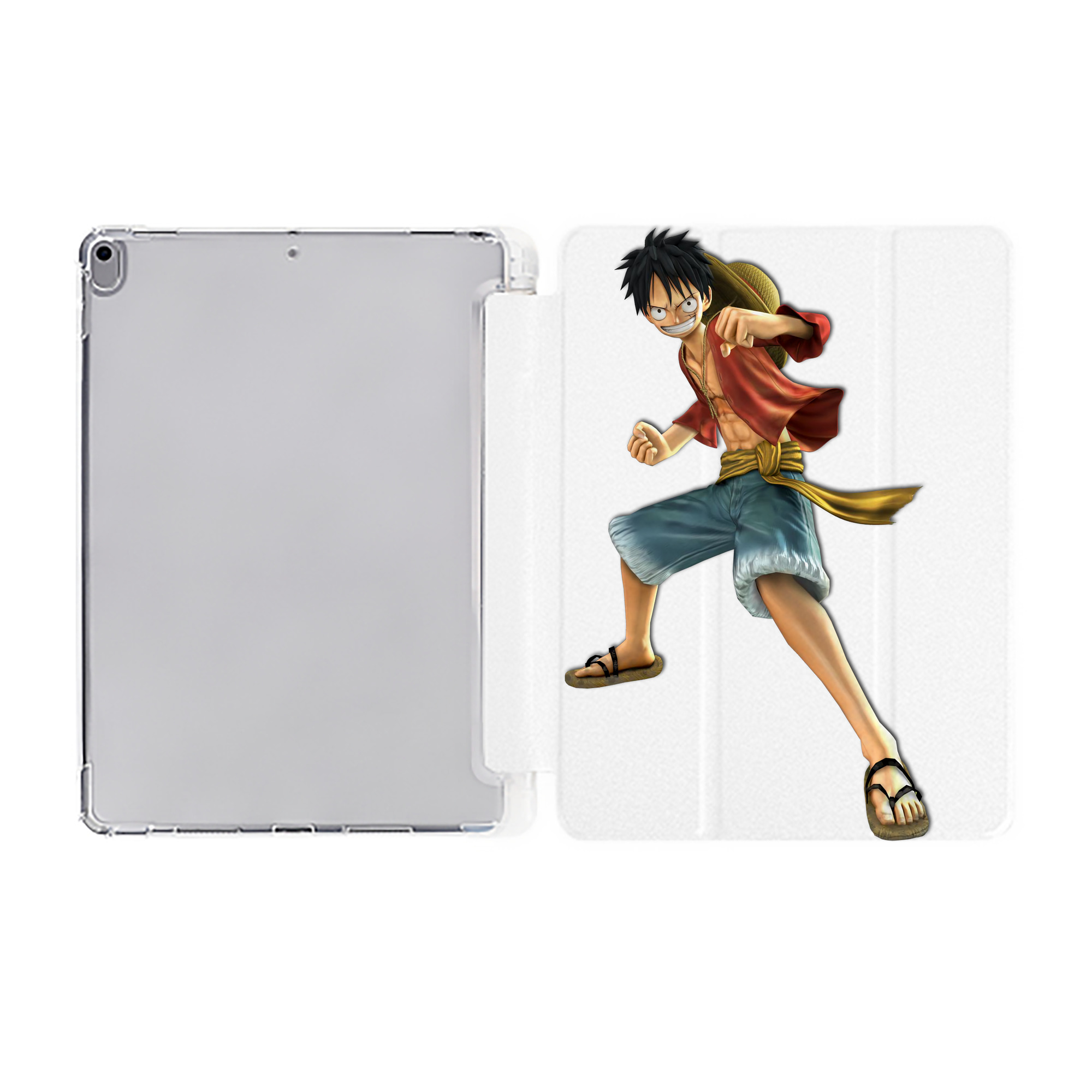 （画像用） ワンピース モンキー・D・ルフィ ONE PIECE Monkey D. Luffy IPad ケース ペン収納付き 三つ折りスタンド PUレザー×シリコン 対応機種9.5/10.5/10.9インチ